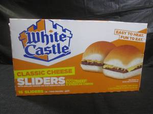 lot 307 image: (FRZ) Frozen White Castle Classic Cheese Sliders - 16 Sliders (8 - Two Packs) Best by May 2024