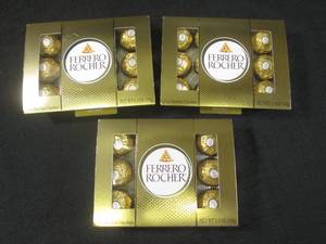 lot 323 image: (B-1) 3 Boxes Ferrero Rocher Fine Hazelnut Chocolates Best by March 2024