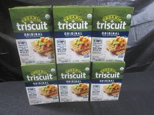 lot 328 image: (B-1) 6 Boxes Organic Triscuit Original Crackers with Sea Salt 9oz Past Date