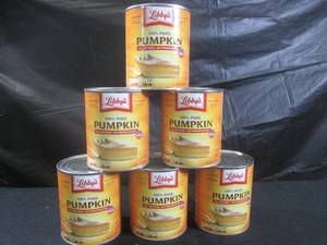 lot 335 image: (B-3) 6 Cans Libbys 100% Pure Pumpkin 29oz Past Date