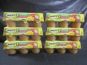 lot 348 image: (B-3) 6 - 6-Cup Motts Mango Peach Apple Sauce (36 Cups Total) Best by Feb 2024