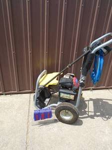 Karcher 3000 psi pressure washer with hose & wand. Honda motor. Fires on ether but untested further. As shown.