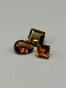 6.17 Carat Dark Golden Yellow Citrine Faceted Mixed Cut - Assorted Set of 3 Loose Stones