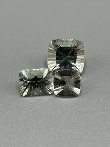 7 Carat Light Green Prasiolite Quartz Faceted Starburst Mixed Cut - Assorted Set of 3 Loose Stones
