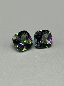 7.37 Carat Mystic Topaz Faceted Square Cushion Cut - Set of 2 Loose Stones