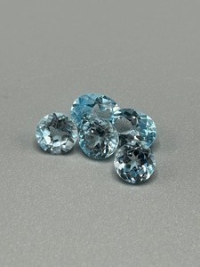 9.26 Carat Blue Topaz Faceted Round & Oval Cut - Set of 5 Loose Stones