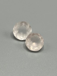 12.05 Carat Rose Quartz Faceted Round Cut - Set of 2 Loose Stones