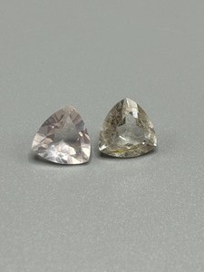 5.91 Carat Rutilated & Rose Quartz Faceted Triangular Trillion Cut - Set of 2 Loose Stones