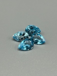 8.80 Carat Blue Topaz Faceted Pear Cut - Set of 4 Loose Stones