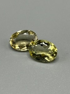 10.54 Carat Lemon Yellow Quartz Faceted Oval Cut - Set of 2 Loose Stones