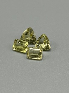 7.36 Carat Lemon Yellow Quartz Mixed Cut - Various Size & Shape Set of 4 Loose Stones