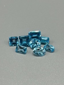 7.30 Carat Blue Topaz Mixed Cut - Various Color, Shape & Size Assorted Lot of Loose Stones