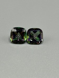 7.16 Carat Mystic Topaz Faceted Square Cushion Cut - Set of 2 Loose Stones