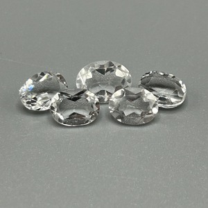 6.68 Carat Rock Crystal Colorless Quartz Faceted Oval Cut - Set of 5 Loose Stones