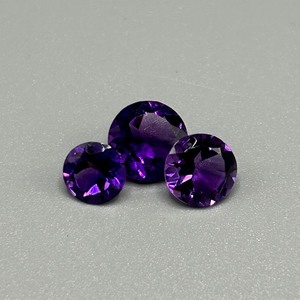 4.78 Carat Amethyst Faceted Round Cut - Set of 3 Loose Stones