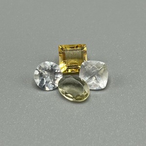 3.38 Carat Colorless, Green Quartz, Citrine Mixed Cut - Various Size, Shape & Variety Set of 4 Loose Stones