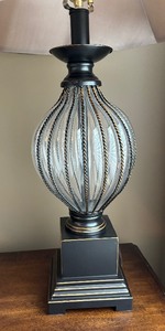 lot 13 image: Pair of Ondreya Caged Glass Lamps