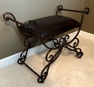 lot 51 image: Beautiful Metal Scroll Bench