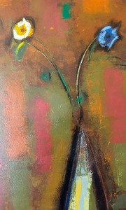 lot 54 image: Pretty Vibrant Abstract Framed Floral Print