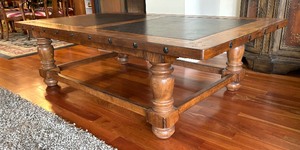 lot 40 image: Stunning Slate with Leather Top Coffee Table