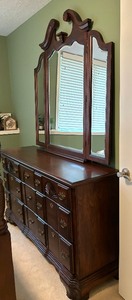 lot 25 image: Cherrywood Dresser with Tri Fold Mirror