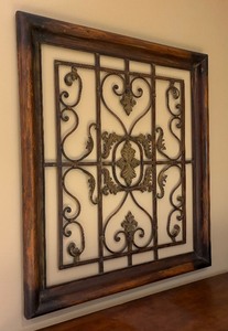 lot 19 image: Metal Wall Sculpture with Metal Wrapped Frame