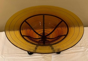 lot 105 image: Amazing Amber Glass Bowl with Metal Base