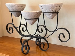 lot 86A image: Decorative Iron Triple Candle Holder