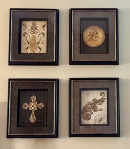 lot 97 image: Set of Four Shadow Box Style Framed Wall Art Items