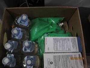 box of hand sanitizer and soap...
