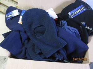 box of stocking caps, full face caps and more