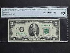 1976 $2 Federal Reserve Note Neff-Simon Serial H20060028A - Currency Grading and Authentication 40