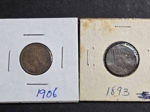 Lot of 2 Indian Head Pennies 1893 & 1906