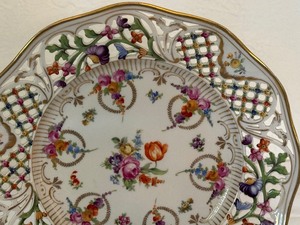 lot 36 image: Vintage Schumann Dresden Style Floral & Gold Reticulated 10 78 Plate