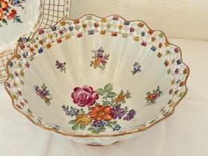 lot 35 image: Vintage Dresden 9 Plate and Bowl