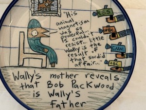 lot 173 image: Vintage Tom Edwards Wallyware 8 Inch Plate  Vintage Wallyware Bob Parkwood