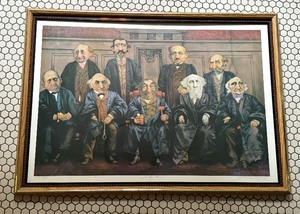 lot 175 image: Vintage Framed Charles Bragg Lithograph The High Court