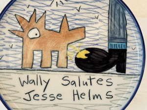 lot 172 image: Vintage Tom Edwards Wallyware 8 Inch Plate  Vintage Wallyware Salutes Jesse Helms