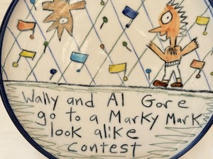 lot 159 image: Vintage Wallyware Tom Edwards 8 Inch Plate  Vintage Wallyware Wally and Al Gore