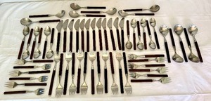 lot 100 image: Set of Vintage Lauffer Rosewood Flatware, Norway
