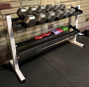lot 190 image: Lets Get Movin and Groovin Grouping  Home Hand Weights with Stand and More