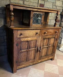 lot 196 image: Gorgeous Antique European Oak Cupboard  Sideboard