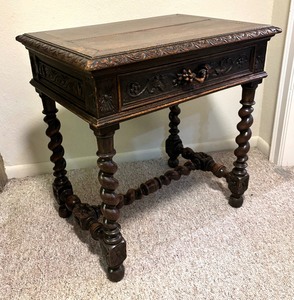 lot 27 image: Antique Jacobean-Style Carved Oak Side Table