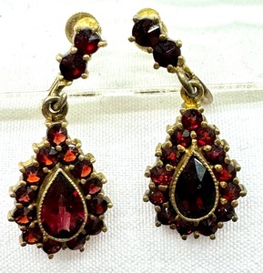 lot 30C image: Pair of Sterling and Garnet Earrings