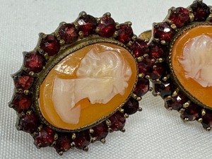 lot 30B image: Pair of Vintage Sterling and Garnet Earrings