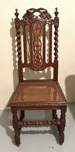 lot 207 image: Antique 19th Century French Renaissance Refractory Dining Chairs Barley Twist and Table