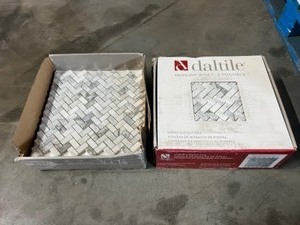lot 24 image: 15 Sheets - Ivy Hill Tile White Carrara Herringbone 12 in. x 12 in. 10mm Polished Marble Stone Mosaic Wall Tile (15 sq ft)