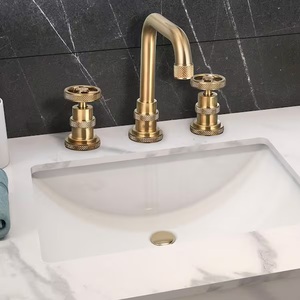 lot 53 image: AKDY - 8 in. Widespread 2-Handle High-Arc Bathroom Faucet in Brushed Gold
