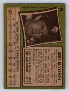 lot 12A image: Bert Blyleven RC 1971 Topps #26 Rookie Vintage Minnesota Twins Baseball Card