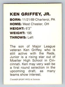 lot 23A image: Ken Griffey Jr. Moeller High School Aamer Sport Promo Baseball Card